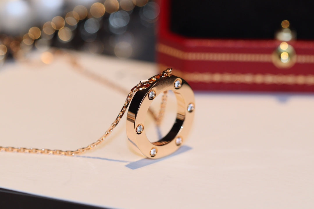 [Moco] LIEBESHALSKETTE 16MM 6 DIAMANTEN ROTGOLD