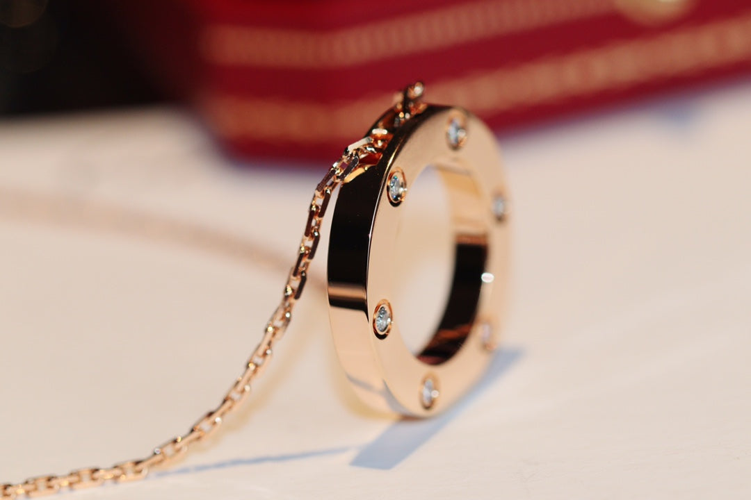 [Moco] LIEBESHALSKETTE 16MM 6 DIAMANTEN ROTGOLD