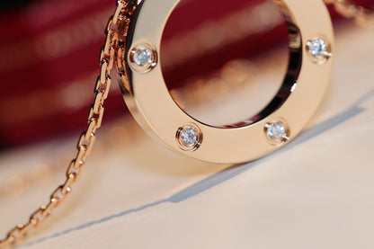[Moco] LIEBESHALSKETTE 16MM 6 DIAMANTEN ROTGOLD