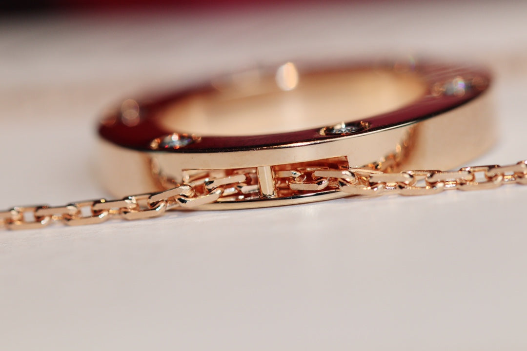 [Moco] LIEBESHALSKETTE 16MM 6 DIAMANTEN ROTGOLD