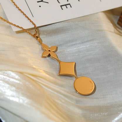 [Moco]Stern- und Sonnen-Diamant-Roségold-Halskette