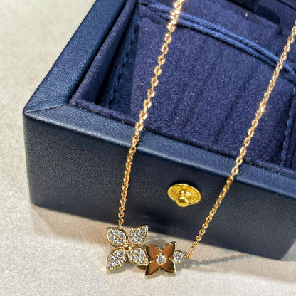 [Moco]Sternblüten-Halskette Roségold mit Diamanten