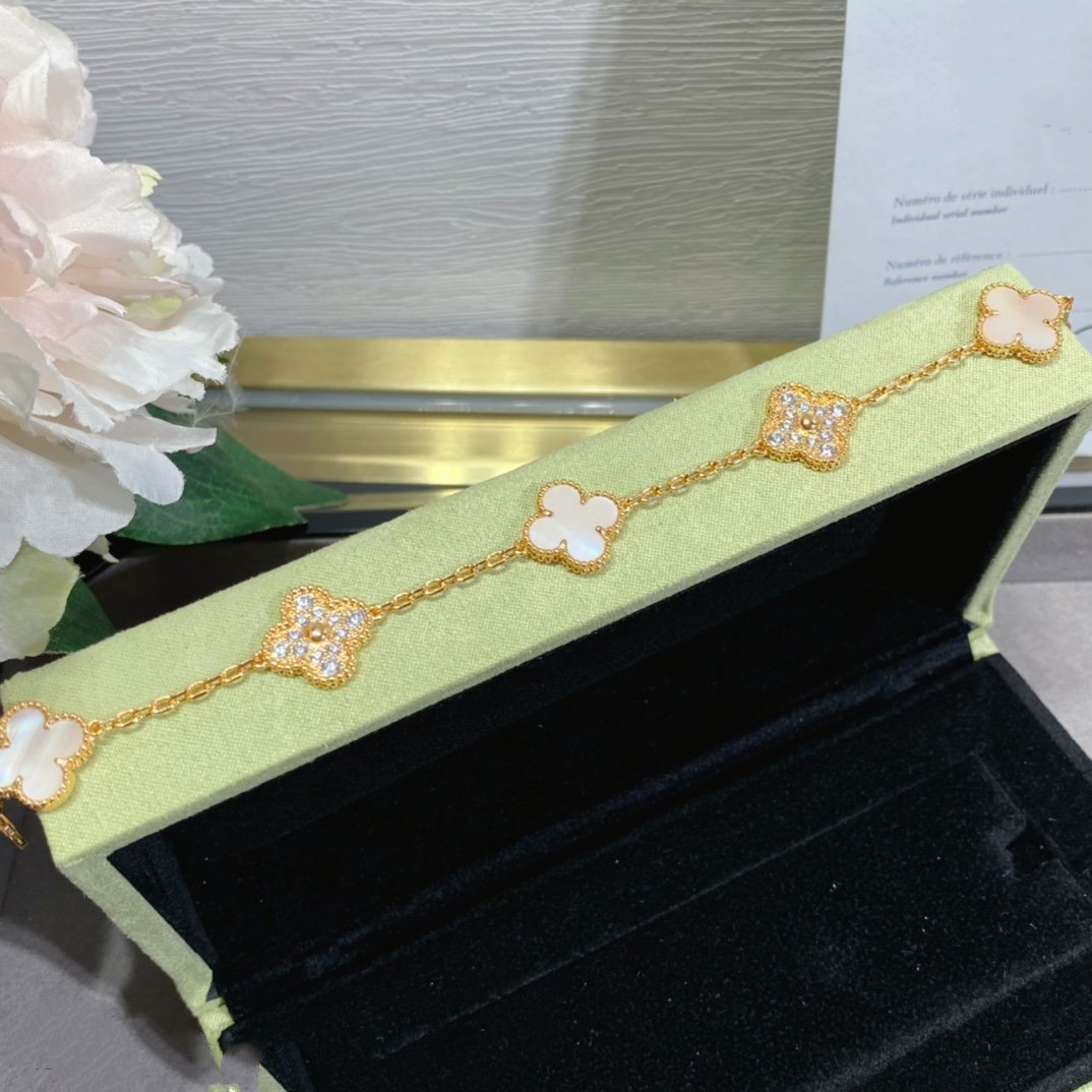 [Moco]CLOVER 5 MOTIV DIAMANT PINK MOP PINK GOLD ARMBAND