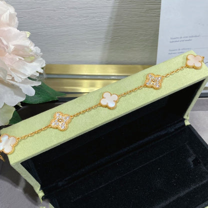 [Moco]CLOVER 5 MOTIV DIAMANT PINK MOP PINK GOLD ARMBAND