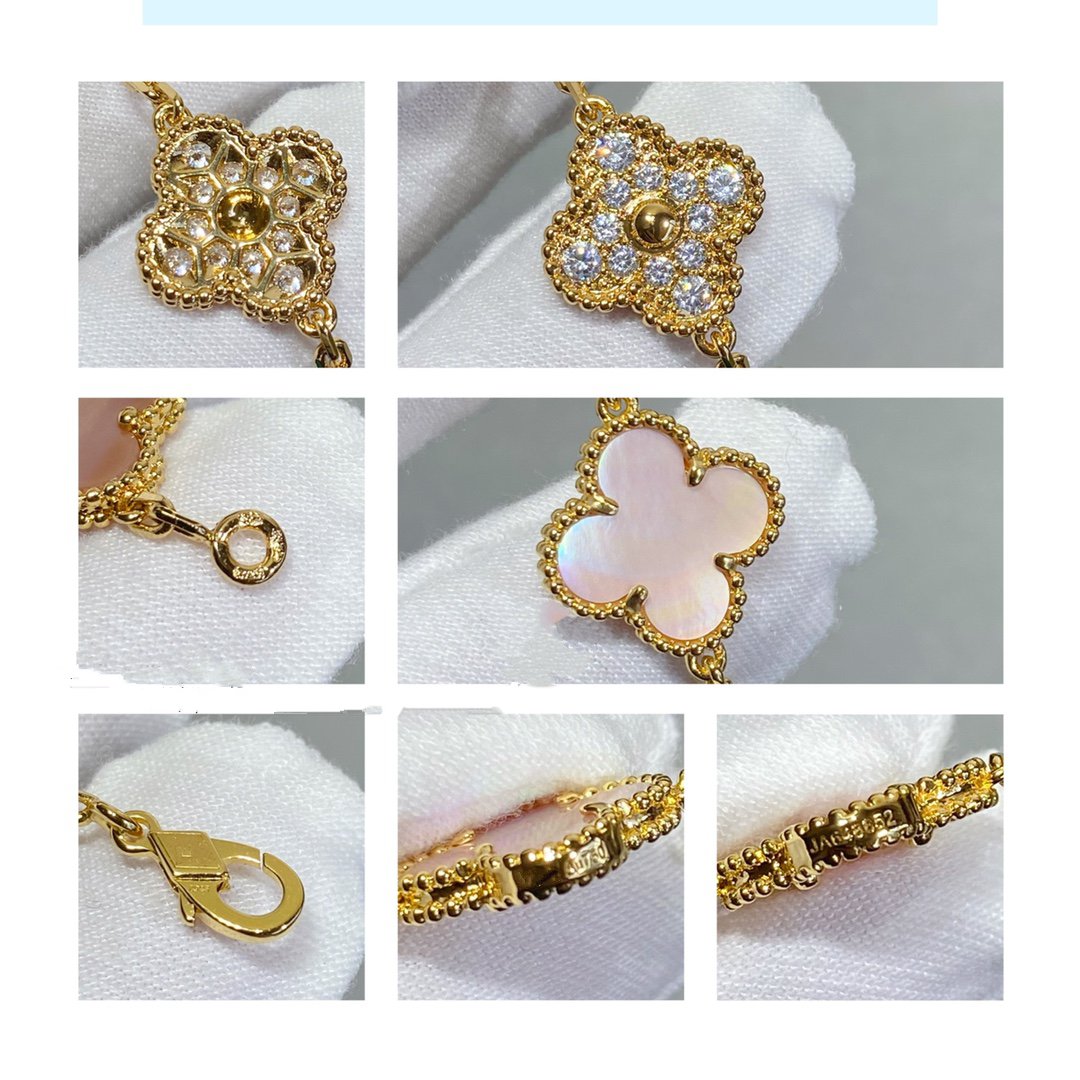 [Moco]CLOVER 5 MOTIV DIAMANT PINK MOP PINK GOLD ARMBAND
