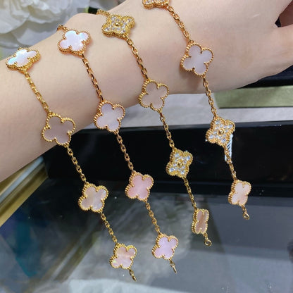 [Moco]CLOVER 5 MOTIV DIAMANT PINK MOP PINK GOLD ARMBAND
