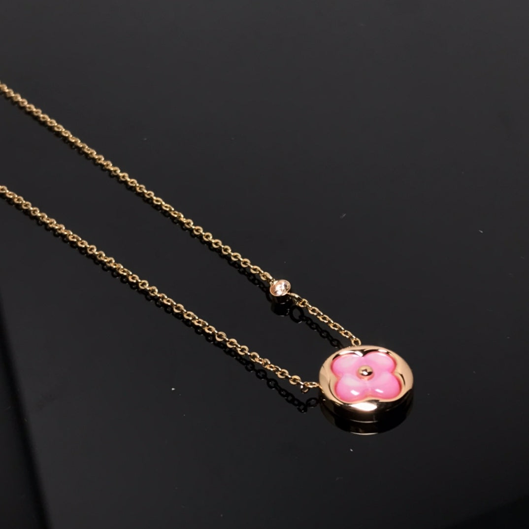 [Moco]FARBE BLÜTE ROSA MOP SONNE GOLD HALSKETTE