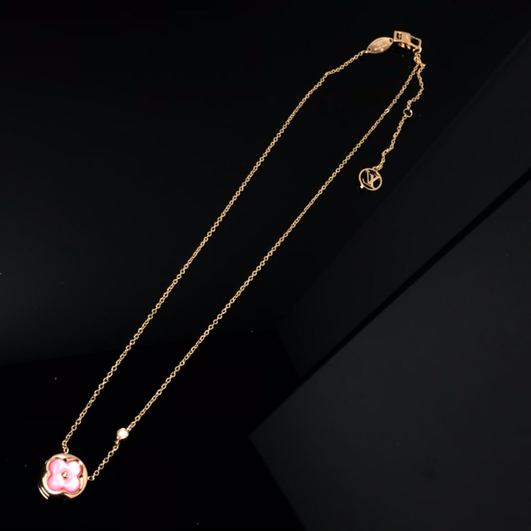 [Moco]FARBE BLÜTE ROSA MOP SONNE GOLD HALSKETTE