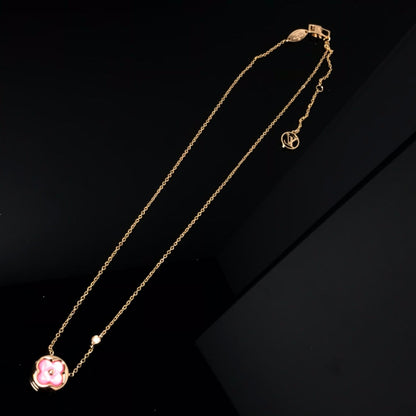[Moco]FARBE BLÜTE ROSA MOP SONNE GOLD HALSKETTE