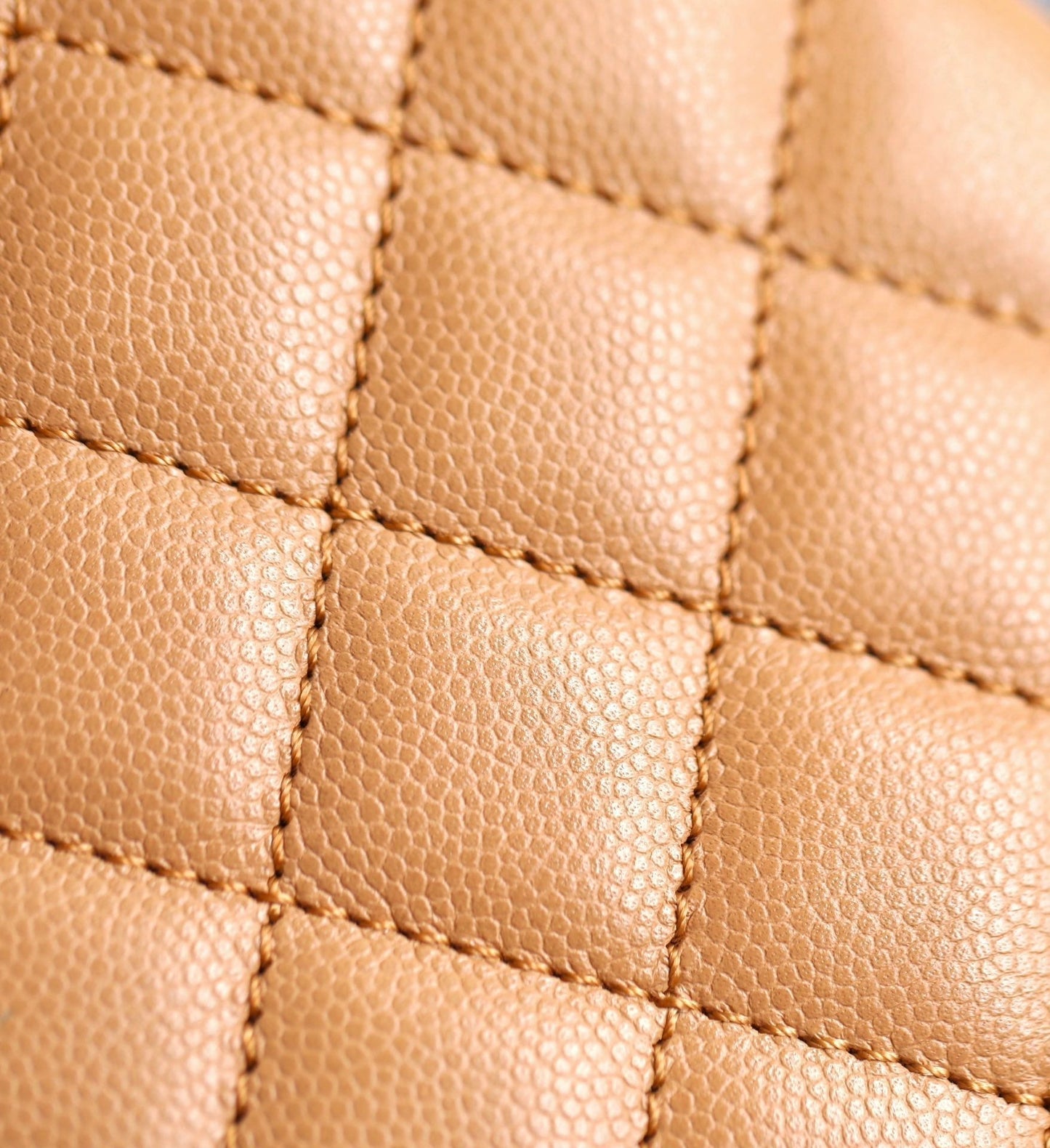 coco handle flap bag 24cm brown quilted caviar leather