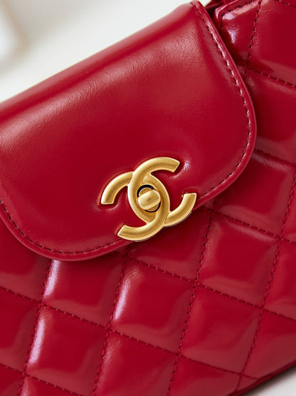 cc 24a nano 19cm kelly shopper bag red lambskin