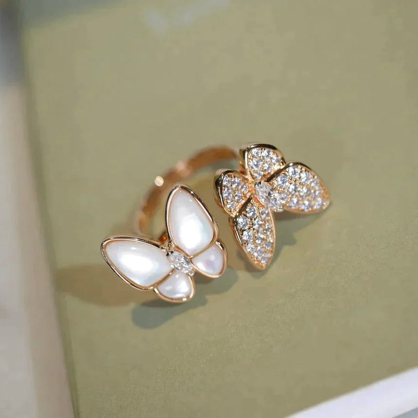 [Moco]ZWILLINGS-SCHMETTERLINGS-DIAMANT-MOP-RING