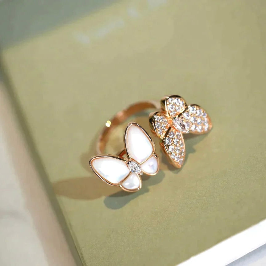 [Moco]ZWILLINGS-SCHMETTERLINGS-DIAMANT-MOP-RING