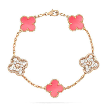 [Moco]CLOVER 5 MOTIV DIAMANT PINK MOP PINK GOLD ARMBAND