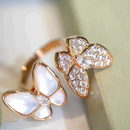 [Moco]ZWILLINGS-SCHMETTERLINGS-DIAMANT-MOP-RING
