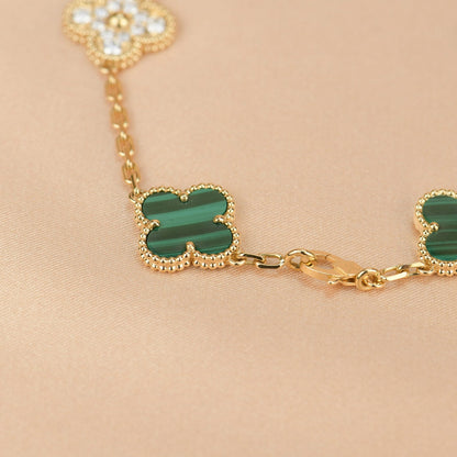 [Moco]CLOVER 5 MOTIV MALACHIT DIAMANT ARMBAND