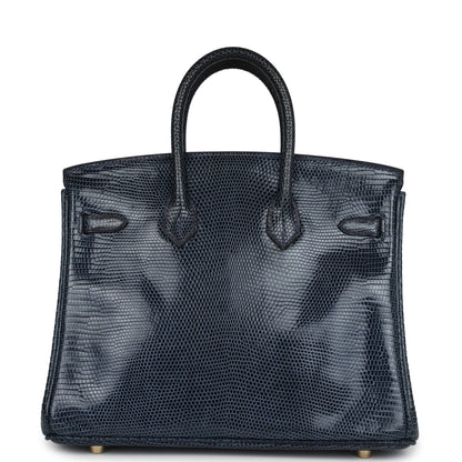 Hermes Birkin 25 Bleu De Malte Varanus Niloticus Lizard Gold Hardware