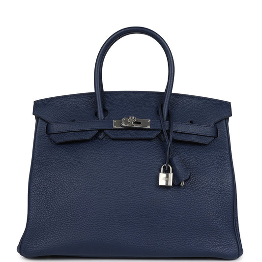 Hermes Birkin 35 Bleu De Malte Verso Togo Palladium Hardware