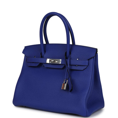 Hermes Birkin 30 Bleu Electric Clemence Palladium Hardware