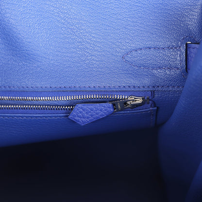 Hermes Birkin 30 Bleu Electric Clemence Palladium Hardware