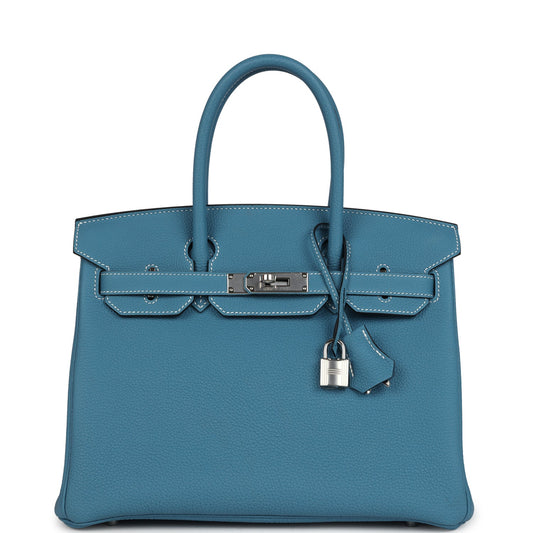 Hermes Birkin 30 Blue Jean Togo Palladium Hardware