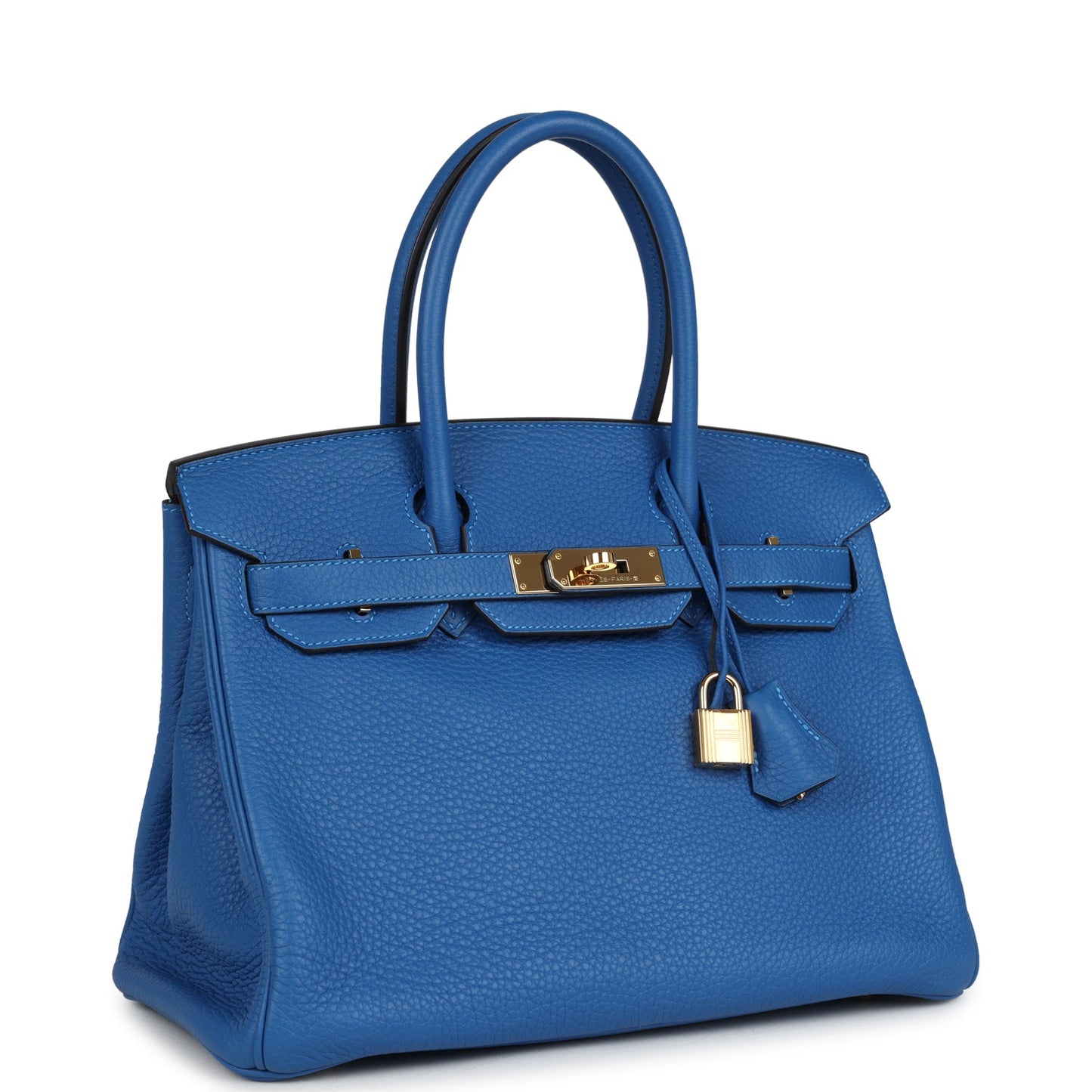 Hermes Birkin 30 Bleu Hydra Clemence Gold Hardware