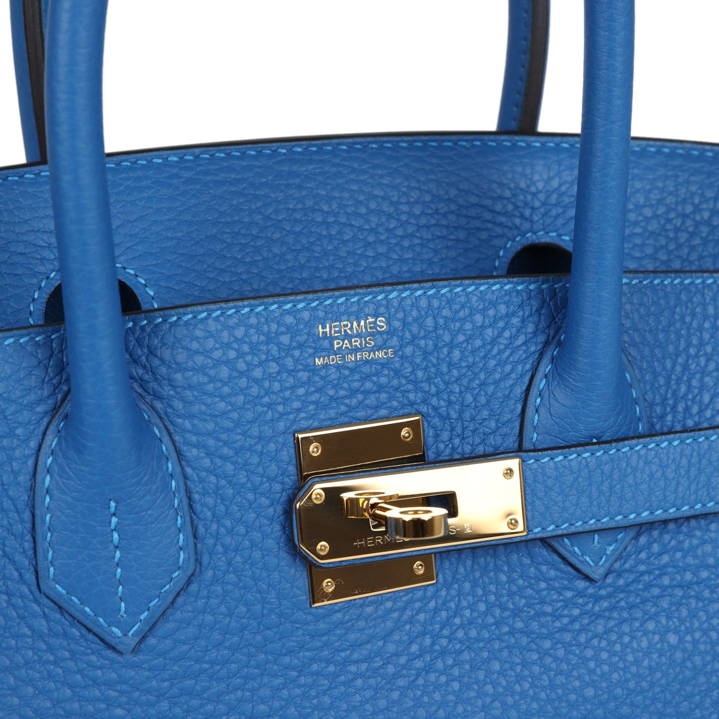 Hermes Birkin 30 Bleu Hydra Clemence Gold Hardware