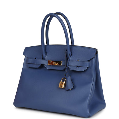 Hermes Birkin 30 Bleu Brighton Epsom Gold Hardware