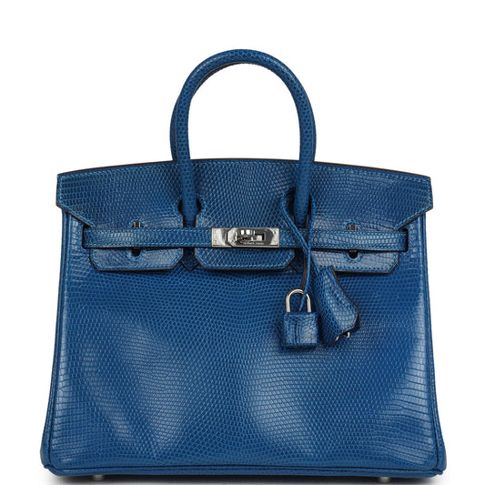 Hermes Birkin 25 Bleu Izmir Varanus Niloticus Lizard Palladium Hardware