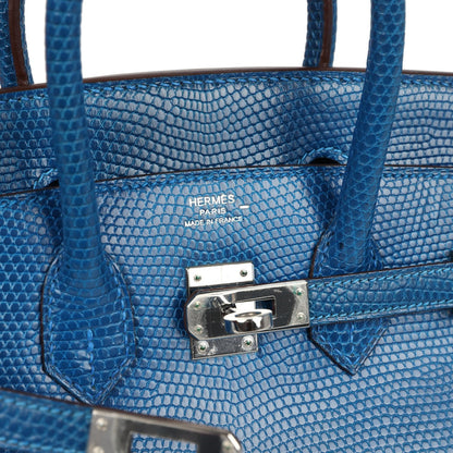 Hermes Birkin 25 Bleu Izmir Varanus Niloticus Lizard Palladium Hardware