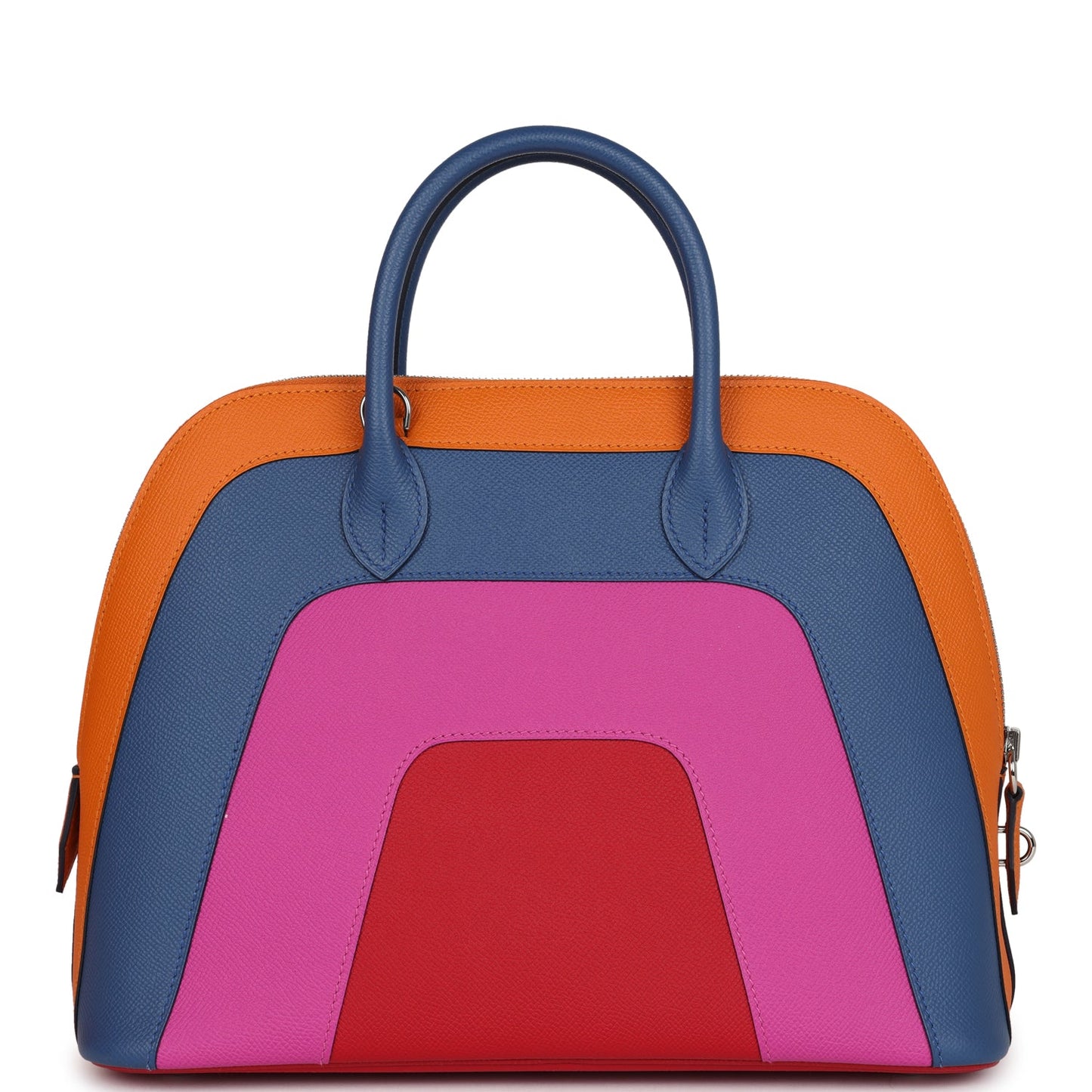 Hermes "Sunset" Rainbow Bolide 31 Abricot, Bleu Agate, Magnolia and Rouge Casaque Epsom Palladium Hardware