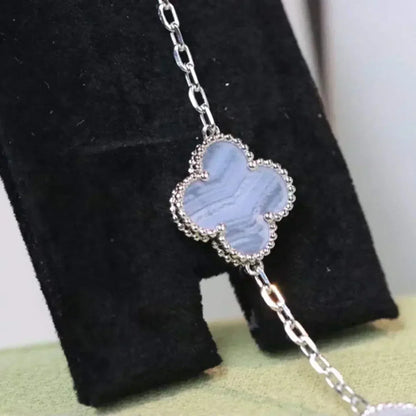 [Moco]CLOVER 5 MOTIV LILA CHALCEDON ARMBAND SILBER 