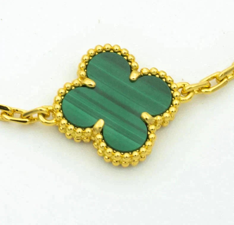 [Moco]CLOVER 5 MOTIV MALACHIT DIAMANT ARMBAND