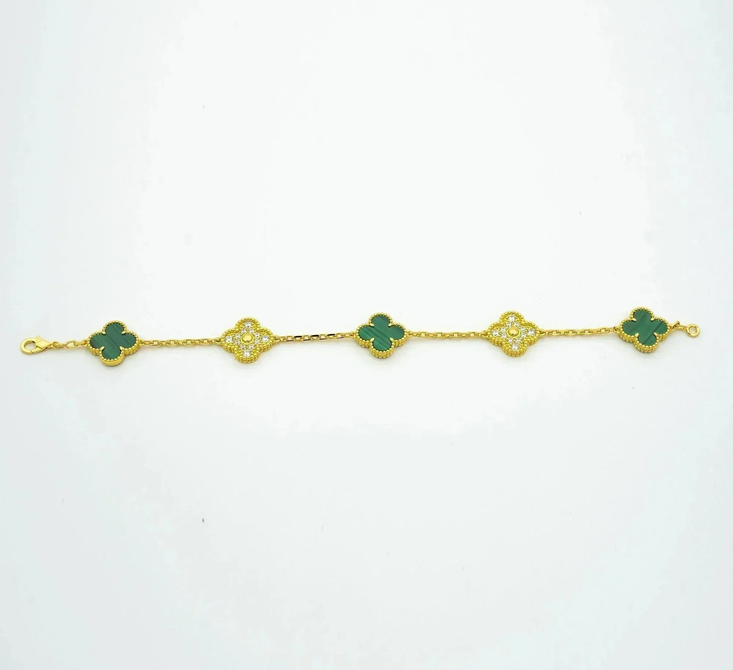 [Moco]CLOVER 5 MOTIV MALACHIT DIAMANT ARMBAND