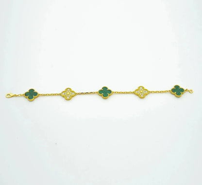[Moco]CLOVER 5 MOTIV MALACHIT DIAMANT ARMBAND