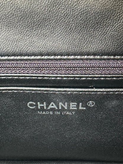 24c mini flap bag 20cm with top handle all black calfskin