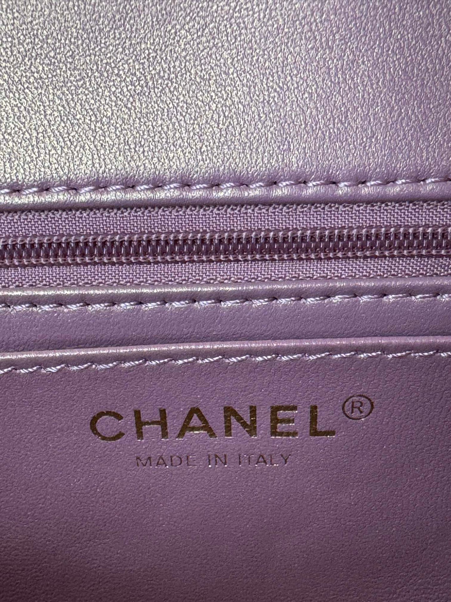 24c mini flap bag 20cm with top handle pink violet calfskin