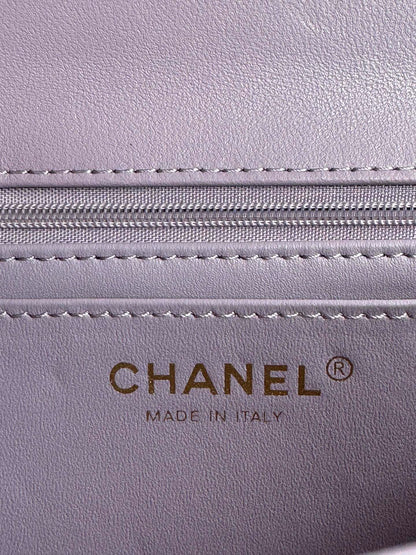 24c mini flap bag 20cm with top handle violet lambskin