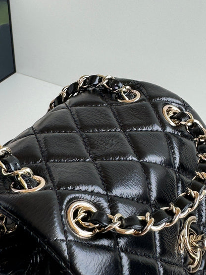 duma backpack 18cm black lambskin light gold hardware
