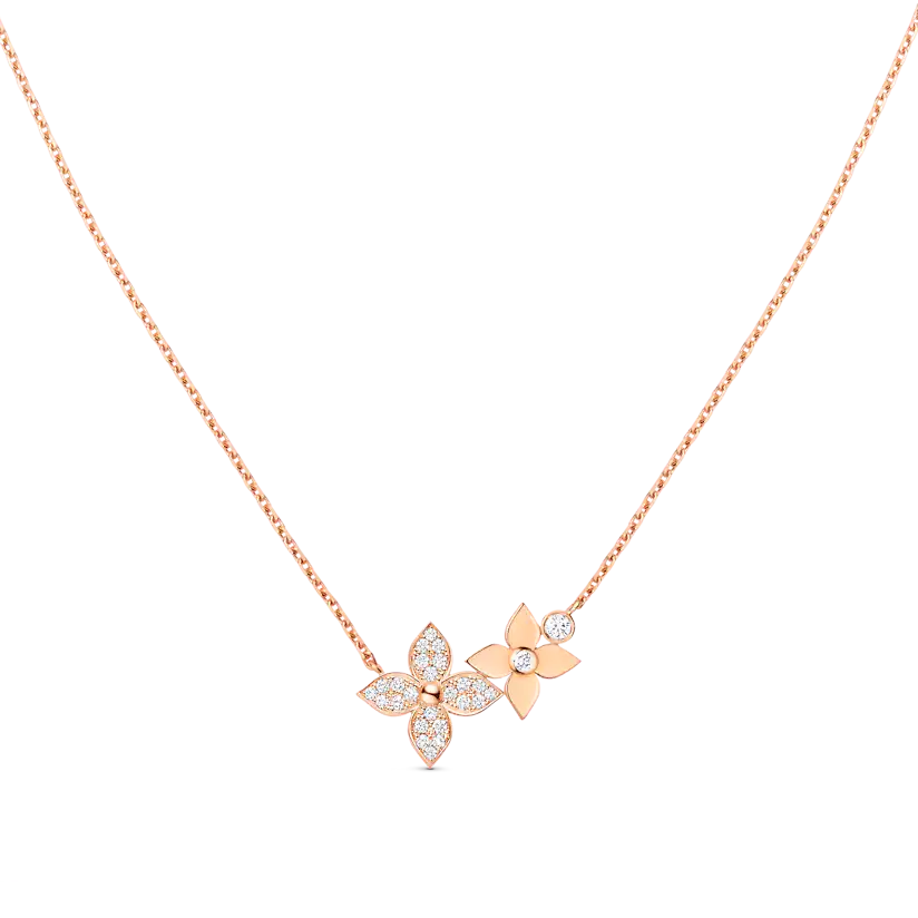 [Moco]Sternblüten-Halskette Roségold mit Diamanten